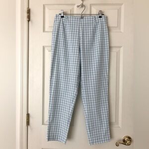 NWOT J. Crew Flat Front Blue Plaid Cropped Pants Size 12